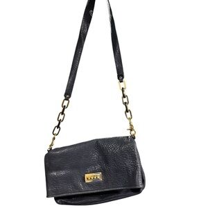 Tory Burch navy Leather Shoulder Bag and tote bag 2 ways gold hardware